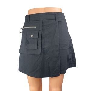Urban Revivo Women's Black High Waist Pockets Mini Cargo Utility A-line Skirt M